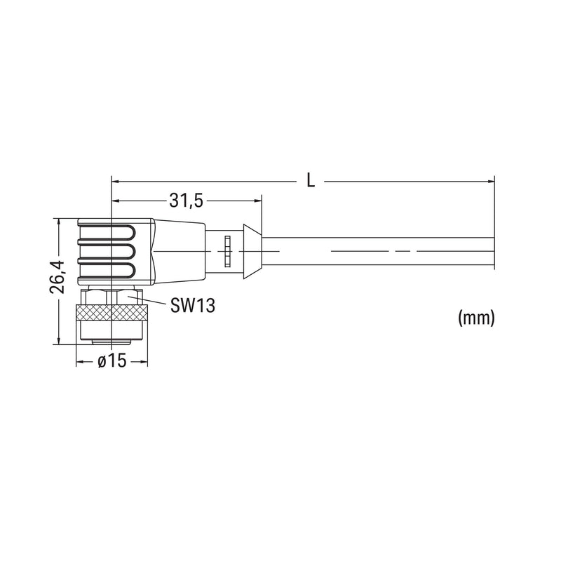 WAGO - Konfektioniertes Sensor-Aktor-Kabel Sensor-/Aktorleitung M12A 756-5302/030-050 Bu., winklig,3-polig