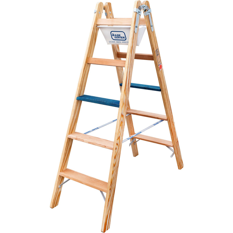 ILLER-LEITER - Stufenleiter Holz Stufen Stehleiter 2104-7 ERGO Plus 2x4 Stufen