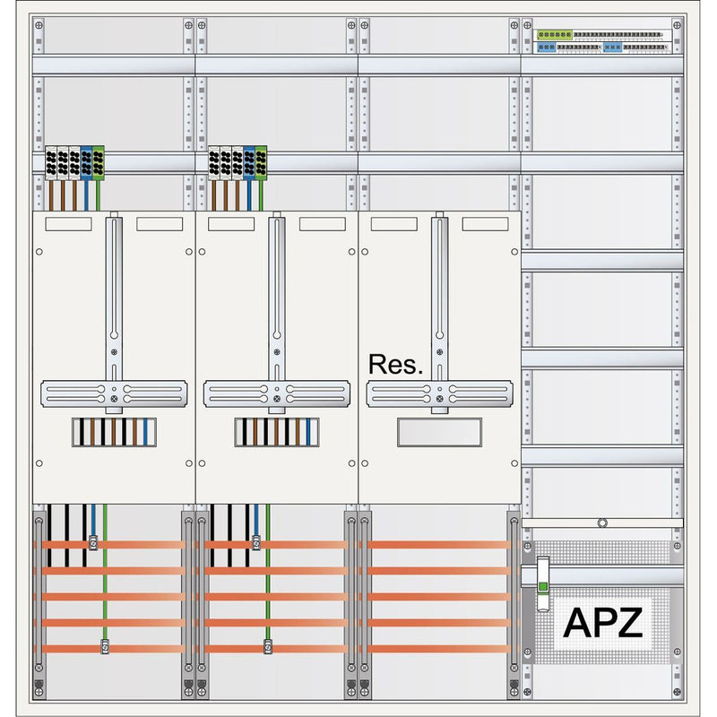 ABN - Zähler-Komplettschrank Zählerschrank S47ZA121 3Pkt 2Z 1R 1V 1APZ