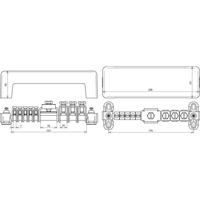 DEHN - Potentialausgleich-Schiene Potentialausgleichschiene PASAHRK5X25 #563020 5x2,5-25 3x16-95