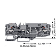 WAGO - Sicherungs-Reihenklemme 2-Leiter-Sicherungsklemme 2206-1681 grau − 25 Stück