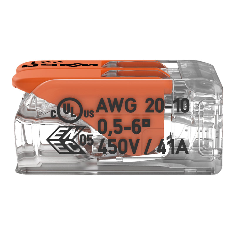 WAGO - Steckklemme Compact-Verbindungsklemme 221-612 2-Leiter bis 6qmm − 50 Stück