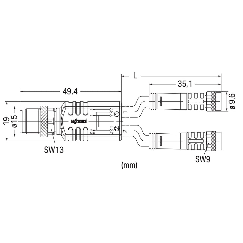 WAGO - Konfektioniertes Sensor-Aktor-Kabel Sensor-/Aktorleitung 756-5513/040-010 M12A-Stecker axial − 1 Stück