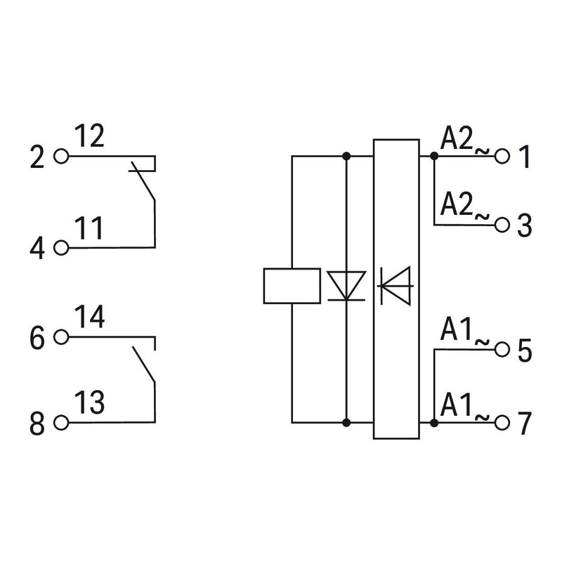 WAGO - Bauelementestecker Relaismodul 2042-3869 AC/DC24V230V,1S u.1Ö − 4 Stück