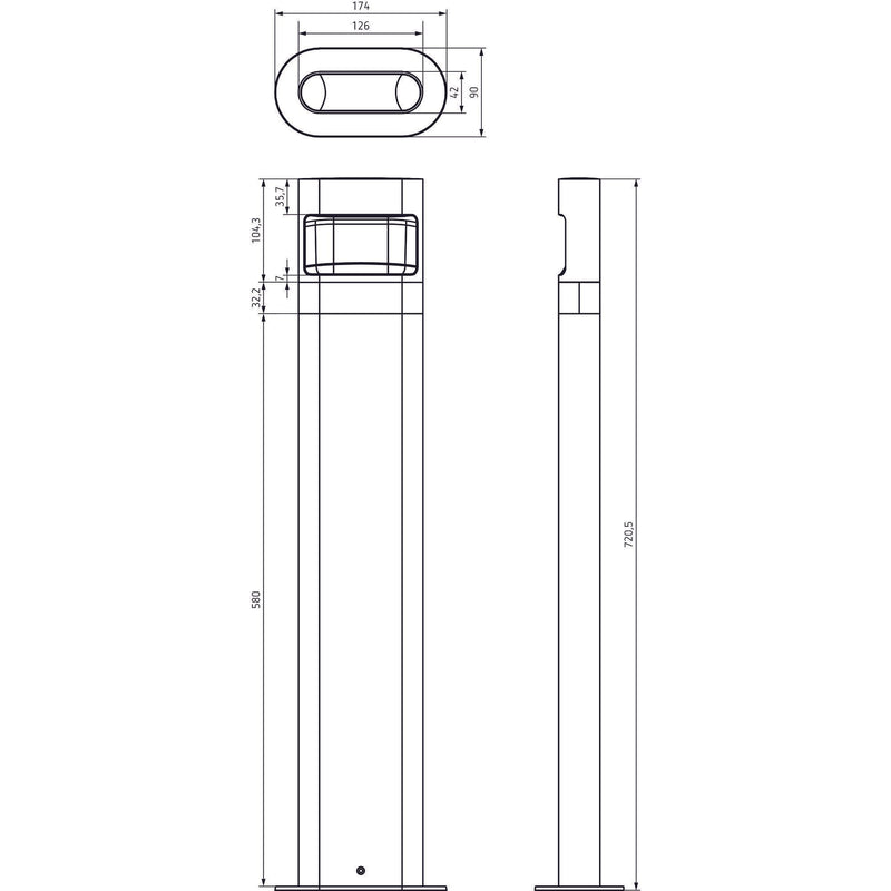 Theben - Wegeleuchte LED-Poller-Leuchte (lang) theLeda D BL plus AL 8,5 Watt, alu