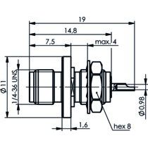 Telegärtner - Koax-Steckverbinder SMA-Einbaubuchse AU 50Ohm 100024725 Einbau von vorne − 5 Stück
