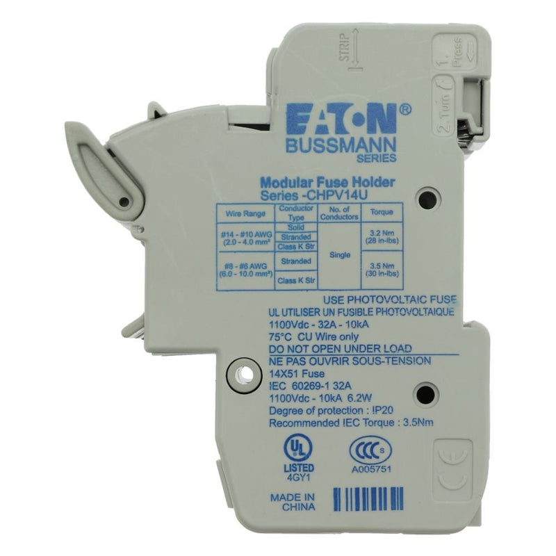 Eaton - Halter für zylindrische Sicherung Sicherungshalter 32A 1500V 2P 14x51 #CHPV142U superflink 2polig − 3 Stück