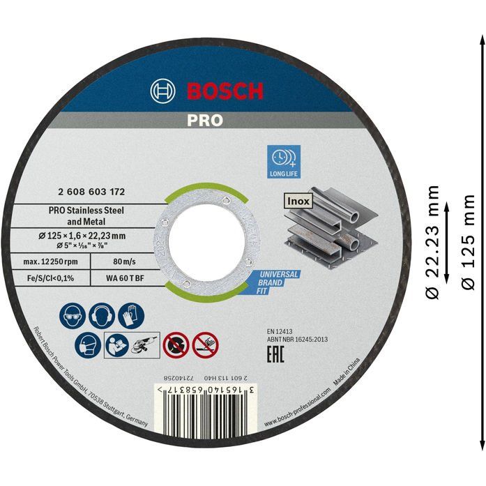 Bosch - Trenn-/Schleifscheibe PRO Stainless Steel and 2608603172 Metal Trennscheibe