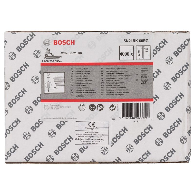 Bosch - Nagel für Nagelgerät Rundkopf-Streifennagel 2608200036(VE4000) SN21RK 60RG 2,8 mm
