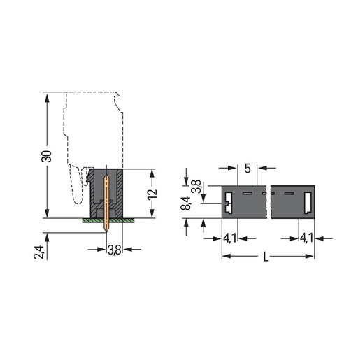 WAGO GmbH & Co. KG - Leiterplattensteckverbinder THR-Stiftleiste Lötstift 231-13#4044918936217 1,0x1,0,gerade,sw − 170 Stück