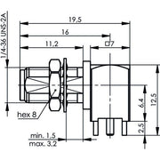 Telegärtner - Koax-Steckverbinder SMA-Winkeleinbaubuchse Au 100024711 für LTP, 50Ohm − 5 Stück