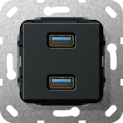 Gira - Einsatz/Abdeckung für Kommunikationstechnik USB 3.0 A 2fach sw matt 568410 Gender Changer