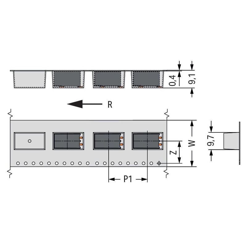 WAGO GmbH & Co. KG - Leiterplattenklemme SMD-Leiterplattenklemme 20861203700000900000 Drücker,1,5mm²,sw − 3605 Stück