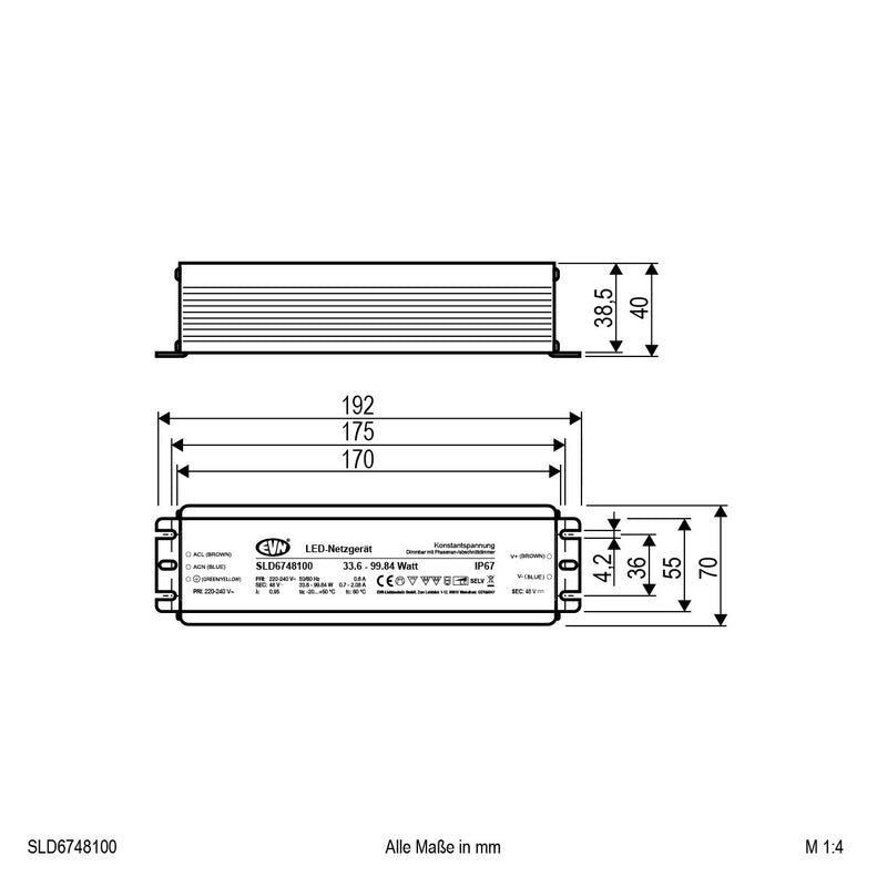 EVN Lichttechnik - LED-Betriebsgerät LED-Netzgerät SLD6748100 48V/DC dim