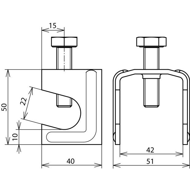 DEHN - Verbinder für Blitzschutz Verbindungsklemme VK A R22 F40 STBL St/bla f.Rd6-22/Fl40