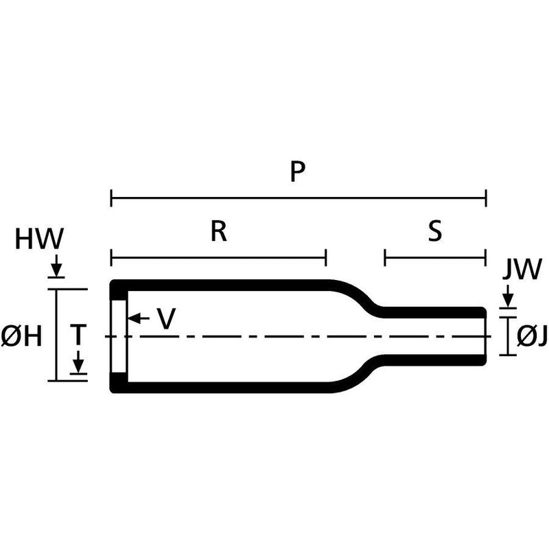 HellermannTyton - Aufteilkappe Warmschrumpfformteil 113-4-G PO-X BK Stecker gerade, sw