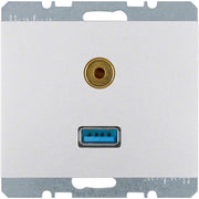 Berker - Einsatz/Abdeckung für Kommunikationstechnik USB/3,5mm Audio Steckdose 3315397003 Alu