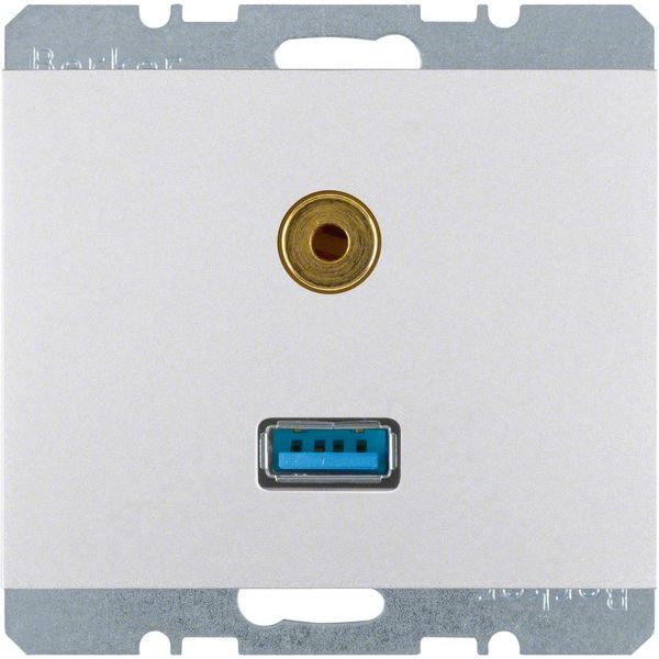 Berker - Einsatz/Abdeckung für Kommunikationstechnik USB/3,5mm Audio Steckdose 3315397003 Alu