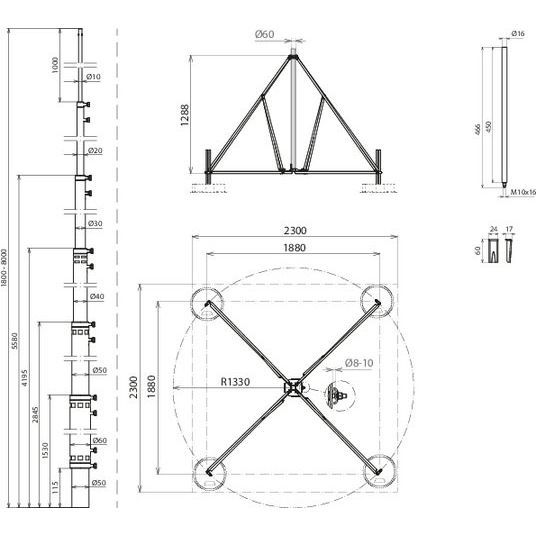 DEHN - Fangeinrichtung für Blitzschutz Fangstange FS T D50 7 #105715 L8,0m