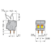 WAGO - Leiterplattenklemme 257-405/333-000 Drücker,2,5 mm²,grau − 45 Stück