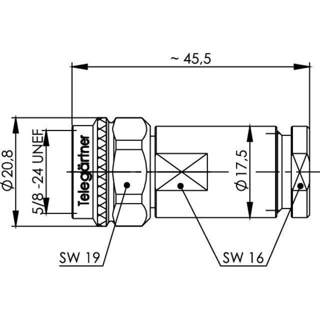 Telegärtner - Koax-Steckverbinder N-Kabelstecker 50Ohm TA 100023990 RG-213/U, RG-214/U