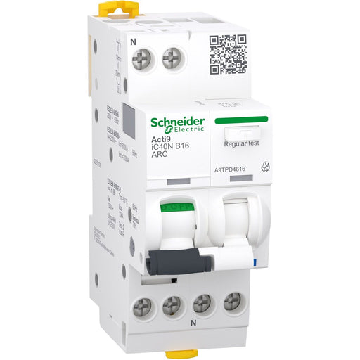 Schneider Electric - Leitungsschutzschalter mit Zusatzeinrichtung Brandschutzschalter A9TPD4616 AFDD 1P+N, 16A, B
