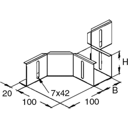 Niedax - Anbau-Abzweigstück für Kabelrinne Anbau T-Stück f.Mini-KR RTAKX 50.050 S 50x52mm