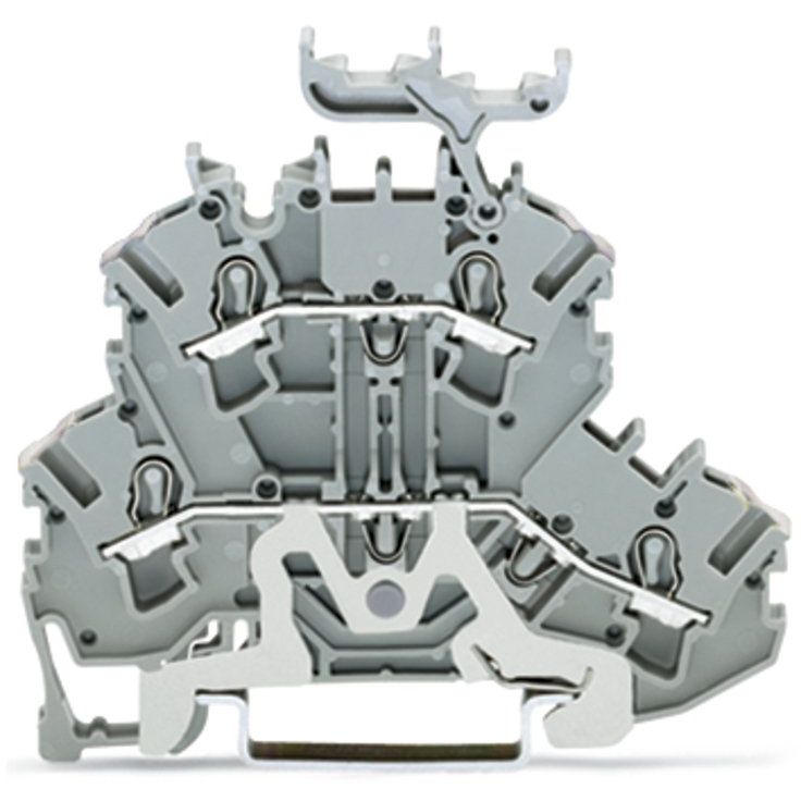 WAGO - Schutzleiter-Reihenklemme Doppelstockklemme 2002-2258 2,5 mm²,grau − 50 Stück