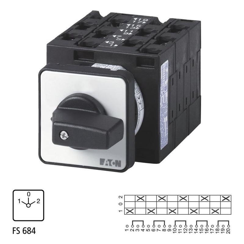 Eaton - Lastschalter Umschalter T3 32A Einbau T3-5-8361/E rastend 0-Stellung