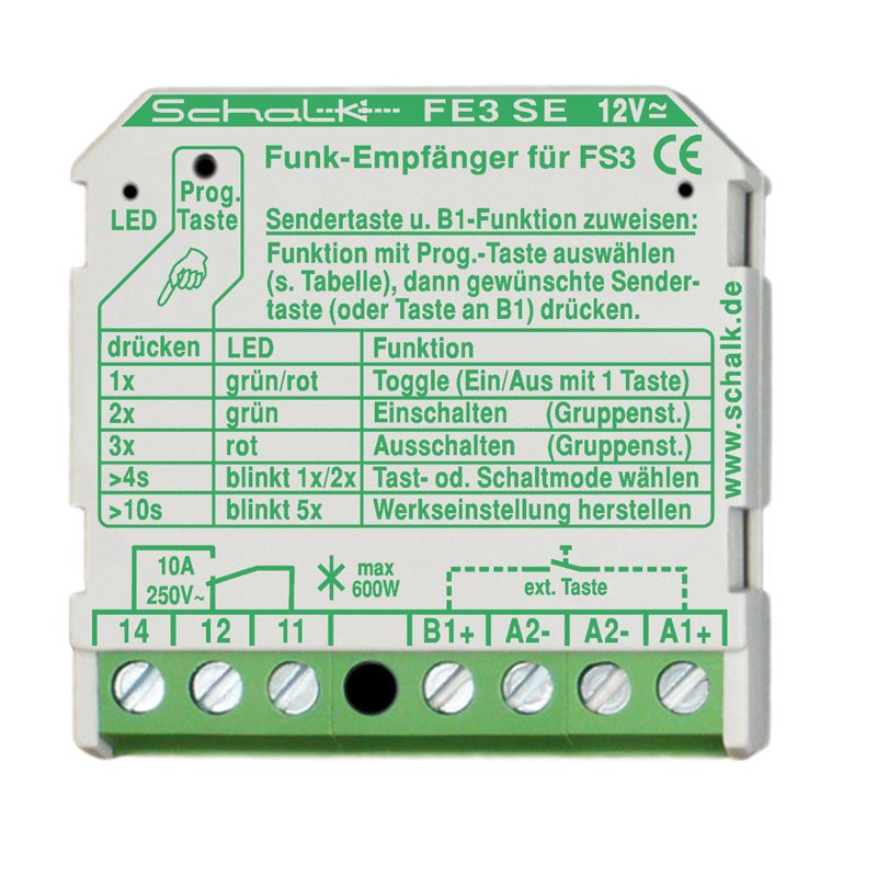 Schalk - Funkempfänger Funk-Empfängerschalter UP FE3 SE (12V UC) 1-Kanal, 18,5mm − 1 Stück