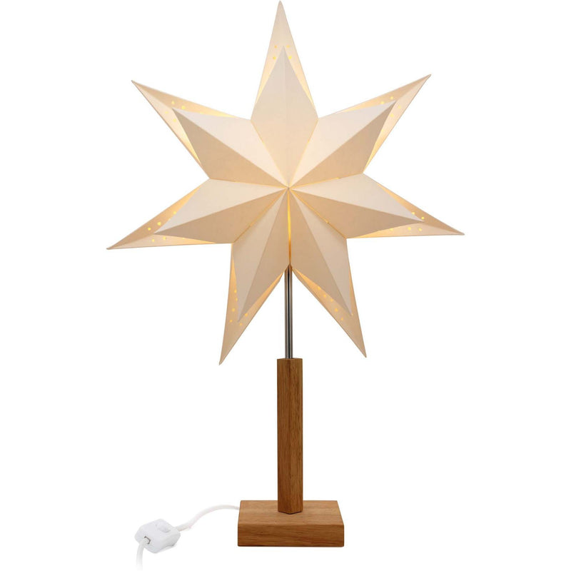 Hellum - Festbeleuchtung LED-Papierstern m. Holzfuß 578737 doppellagig