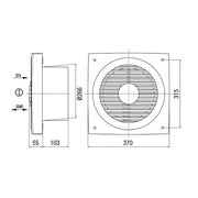 Maico - Wandventilator für Industrie und Gewerbe Wandeinbauventilator EN 25 39W,630cbm/h,IP44
