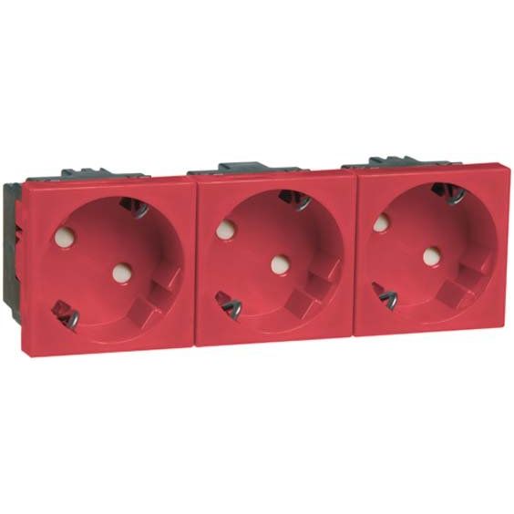 Peha - Schalter-/Steckdosenkombination SCHUKO-EB-Steckd.3-fach rt D 6213.36 EMS SI WI 16A 250V 2-pol.33G