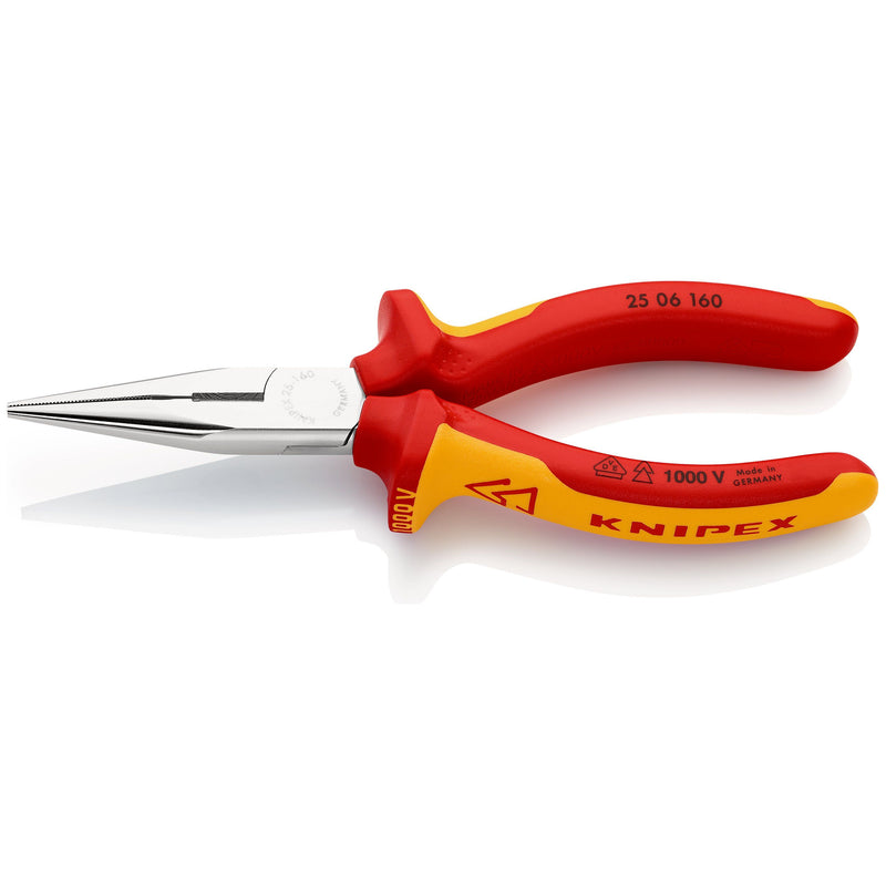Knipex - Flachzange VDE Flachrundzange 25 06 160 T 160mm, mit Schneide