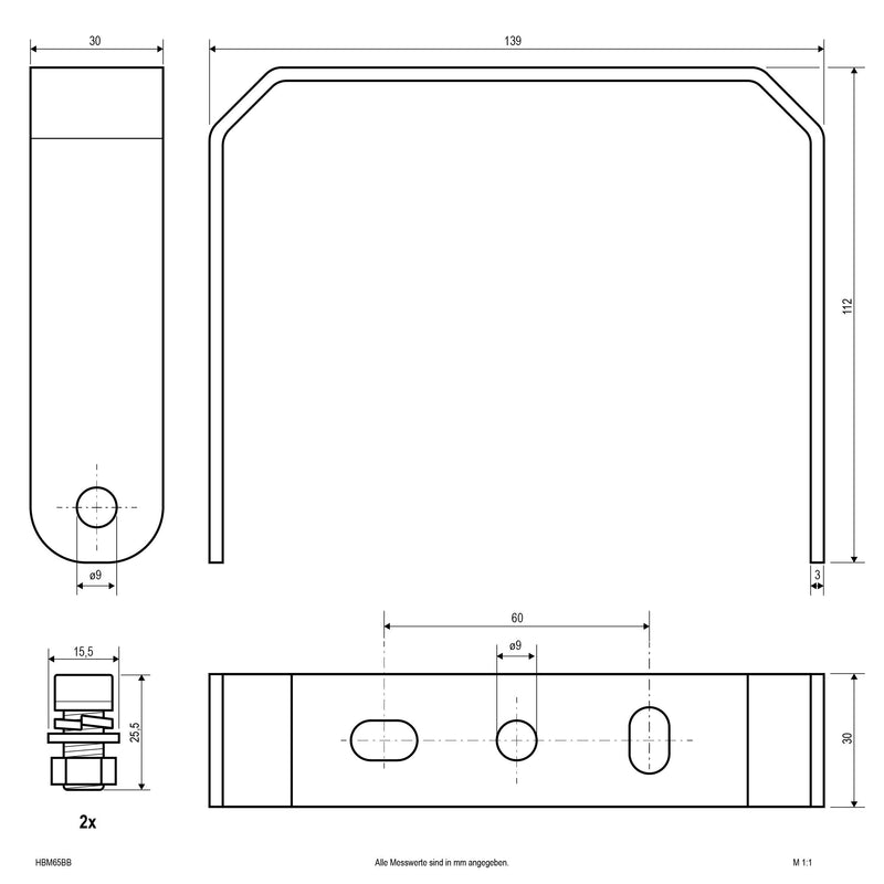 EVN Lichttechnik - Mechanisches Zubehör/Ersatzteile für Leuchten Montagebügel HBM65BB