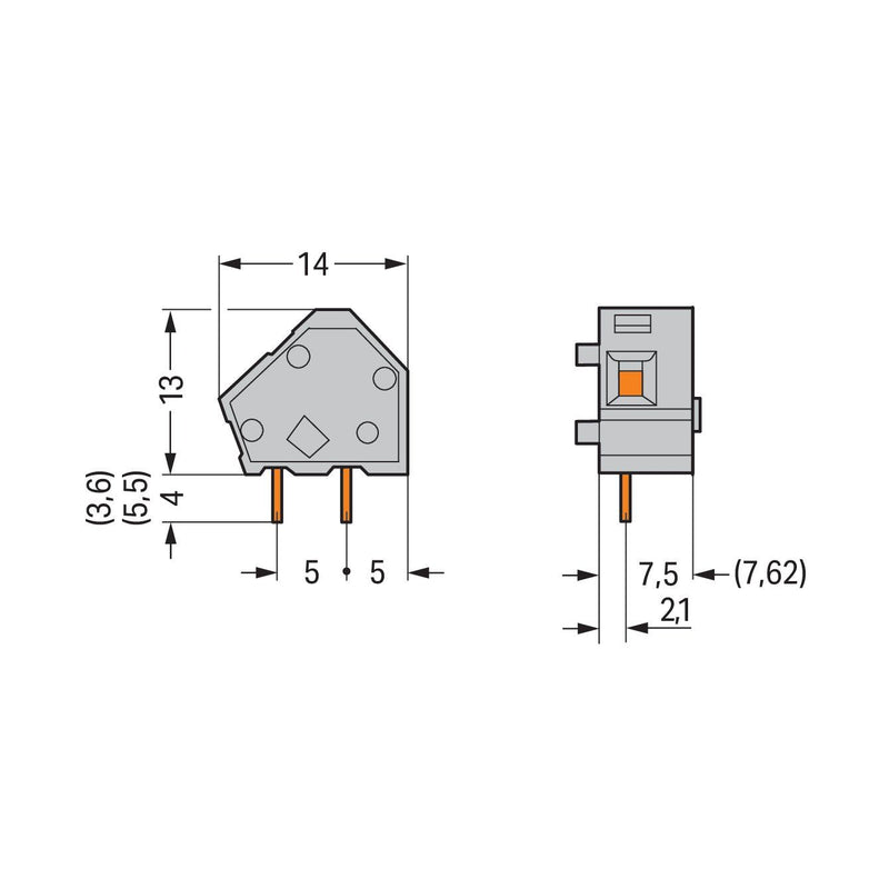 WAGO - Leiterplattenklemme GDS-Einzelklemme 236-754 2,5mmq 7,5mm blau − 400 Stück