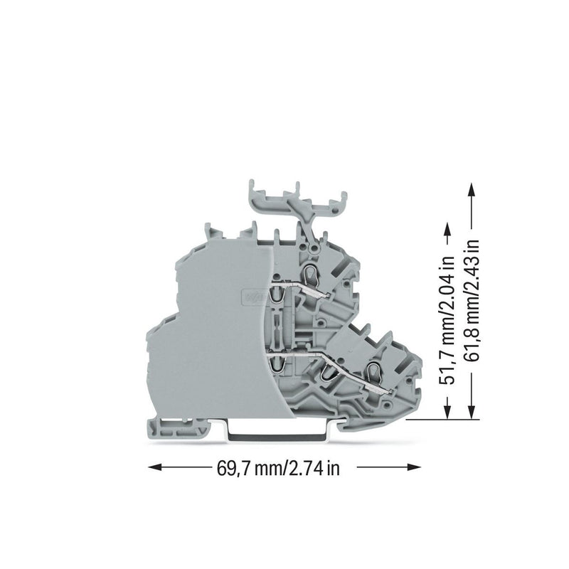 WAGO - Durchgangs-Reihenklemme Doppelstockklemme 2000-2231/099-000 Abschlussplatte,grau − 50 Stück