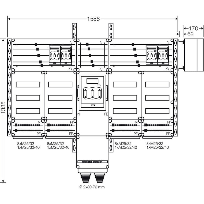 Hensel - Installationskleinverteiler PV-Wechselrichter-Sammler Mi PV 6544 220kVA
