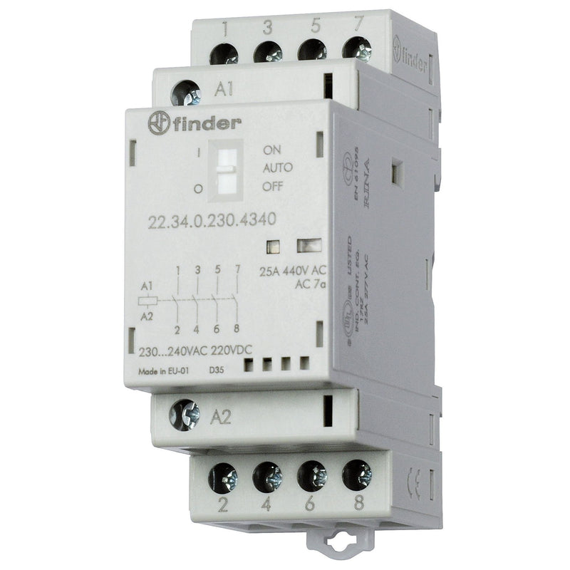 Finder - Installationsschütz für Reiheneinbau Schütz 22.34.0.012.4640 2Ö, 2S, 25A