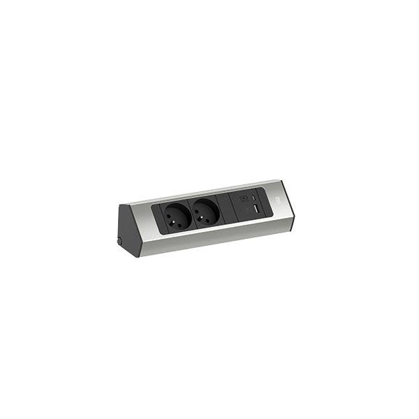 Bachmann - Mehrfachsteckdose CASIA Steckdosenleiste 2m 932.003 Edelstahl-Optik