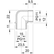 OBO Bettermann - Befestigungswinkel für Schlauchverschraubungen Winkelstutzen 107 W PG11 PA 90 Grad,Iso,lgr − 10 Stück