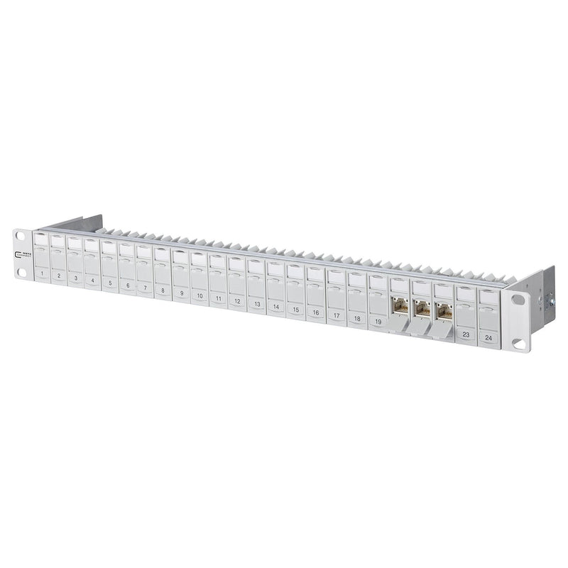 Metz Connect - Patchpanel Kupfer Patchfeld C6Amodul 24Port 130B11P0-E 1HE, 180 RAL7035