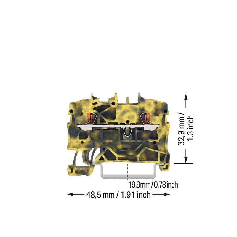 WAGO - Durchgangs-Reihenklemme 2-Leiter-Durchgangsklemme 2202-1201/000-053 Drücker,2,5mm²,dgrge − 100 Stück