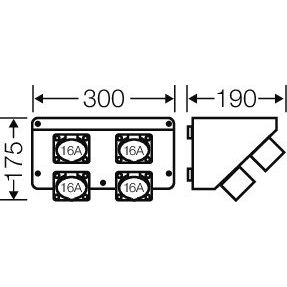 Hensel - Pultsystem Mi Connection Box Mi CB 19 4xCEE 16A, 3p., 230V