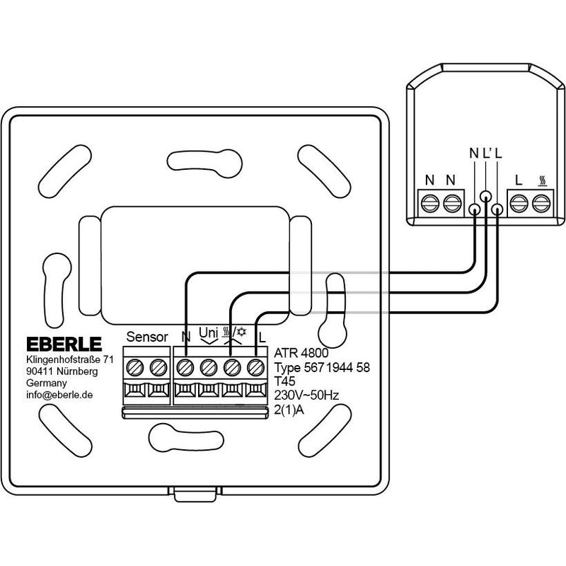 Eberle Controls - Raumthermostat/Uhrenthermostat AP-Uhrenthermostat ATR 4800-16 Raum-/ Fußbodenregle