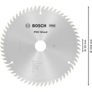 Bosch - Kreissägeblatt PRO Wood Kreissägeblatt, 2608640433 216 x 2 x 30 mm, Z60