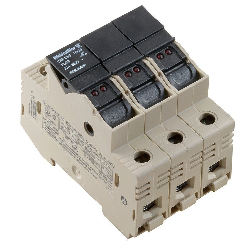 Weidmüller - Sicherungs-Reihenklemme Klemme WSI 25/3 10X38/LED Schraubanschluss − 4 Stück