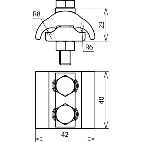 DEHN - Verbinder für Blitzschutz Parallelverbinder PV 5.12.5 SKM8X45 CU Cu f. Rd5-12,5/16-95