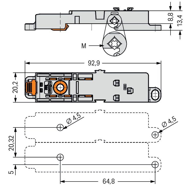 WAGO GmbH & Co. KG - Zubehör/Ersatzteile für Klemmen Montageadapter 832-1038 3-teilig,lgr − 10 Stück