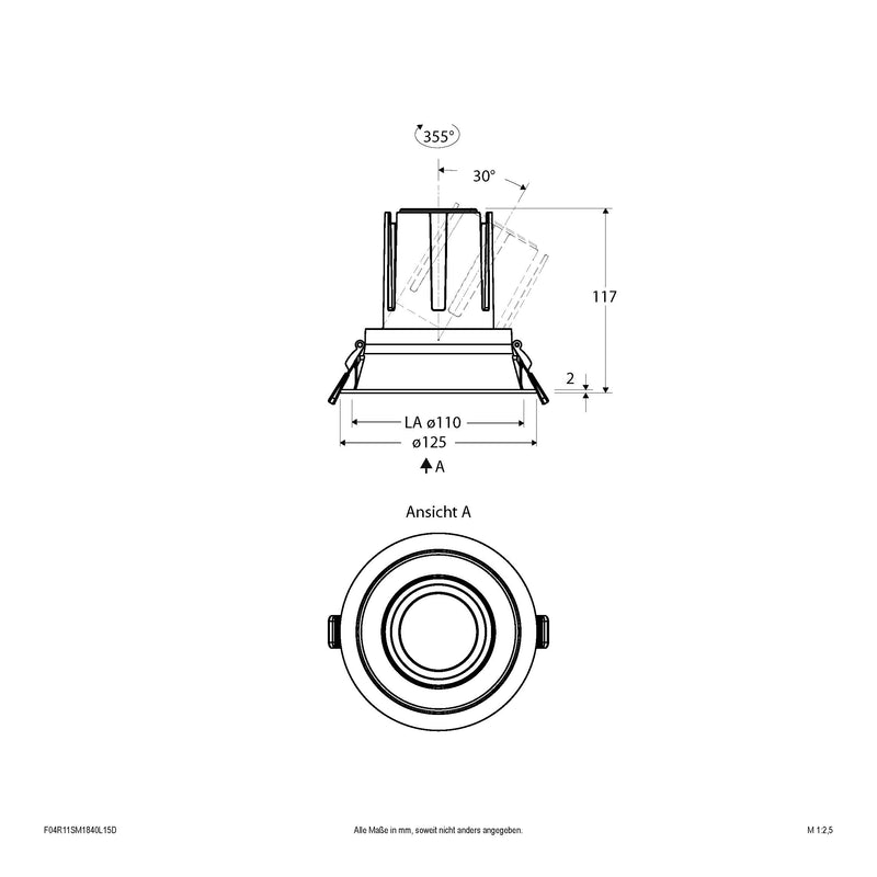 EVN Lichttechnik - Downlight/Strahler/Flutlicht LED-Einbauleuchte modular F04R11SM1840L15D Konfigurationstype